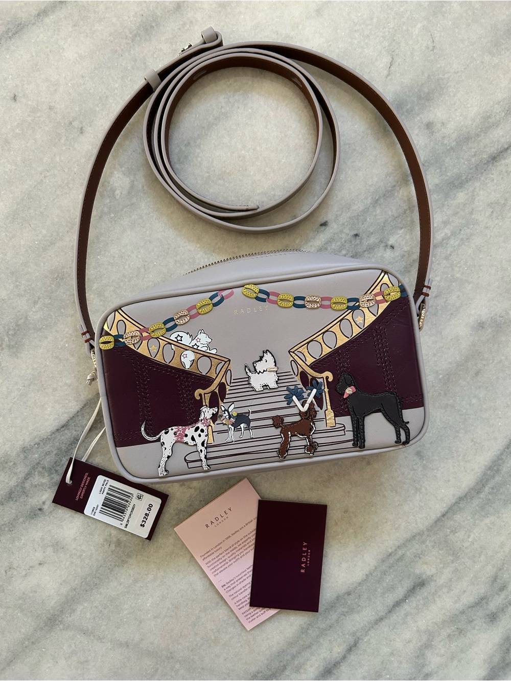 Radley London Party Pals Small Ziptop Cross Body Camera Bag Scottie Porcini NWT